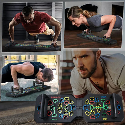 Folding Fitness Push Up Board Portable Multifunctional Push-up Bar Fitness Equipment for Chest Abdomen Arms/Back Training 