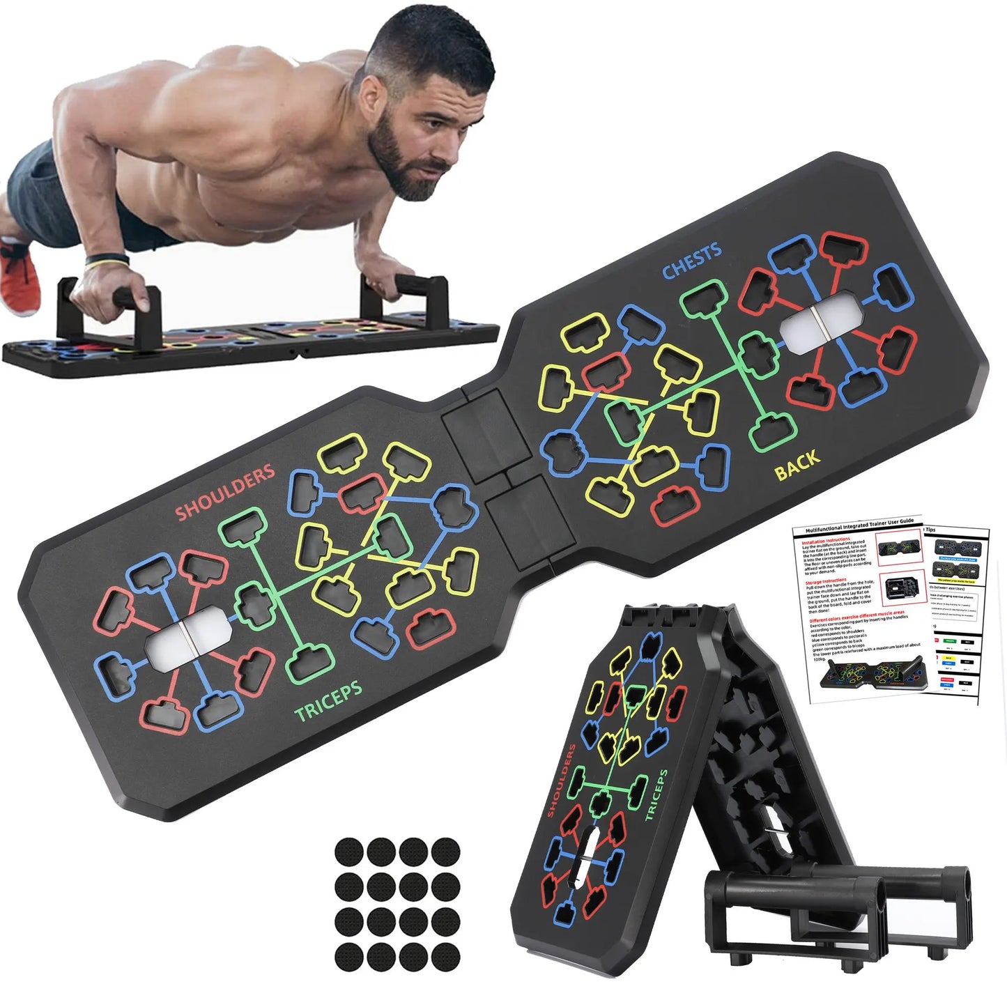 Folding Fitness Push Up Board Portable Multifunctional Push-up Bar Fitness Equipment for Chest Abdomen Arms/Back Training 