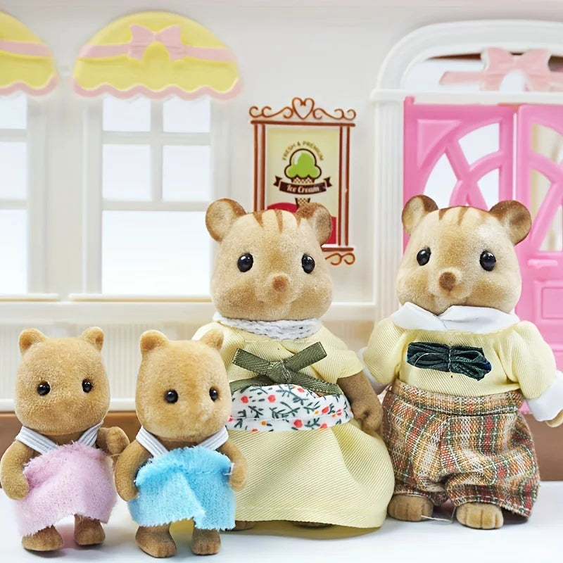 Dollhouse Miniatures Pretend Play for Girl, Easter Bunny, Family Forest Animals, Rabbit, Bear, Reindeer, Accessories Gift, 1:12 Scale 