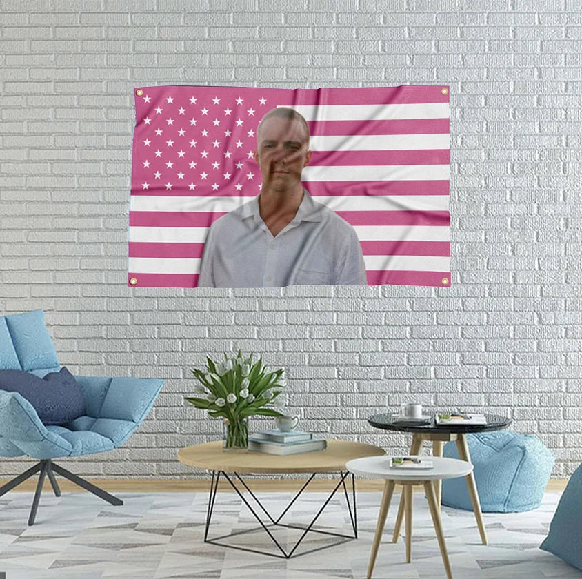 Drew Pink America Flag Tapeçaria com quatro ilhós, Starkey, Banner engraçado, Dormitório universitário, Quarto, Rapazes, Homem Caverna, Quarto, 3x5 ft