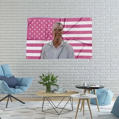 Drew Pink America Flag Tapeçaria com quatro ilhós, Starkey, Banner engraçado, Dormitório universitário, Quarto, Rapazes, Homem Caverna, Quarto, 3x5 ft