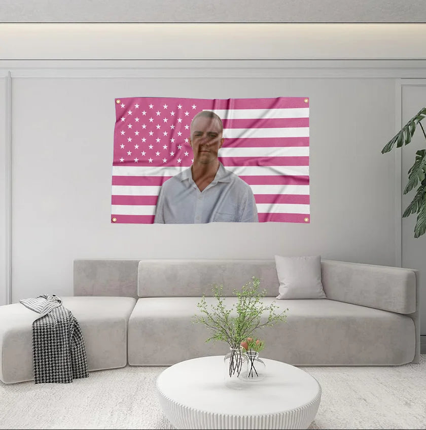 Drew Pink America Flag Tapeçaria com quatro ilhós, Starkey, Banner engraçado, Dormitório universitário, Quarto, Rapazes, Homem Caverna, Quarto, 3x5 ft