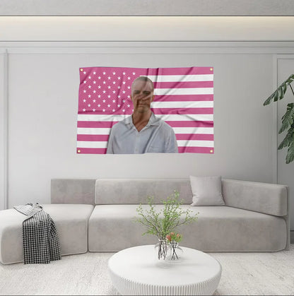 Drew Pink America Flag Tapeçaria com quatro ilhós, Starkey, Banner engraçado, Dormitório universitário, Quarto, Rapazes, Homem Caverna, Quarto, 3x5 ft