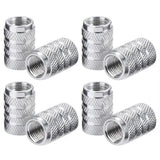Dsycar 4pcs prata pneu de carro válvula hastes cap knurling estilo pneu tampa da válvula de alumínio haste da roda do pneu tampa da válvula de ar para nós schrader