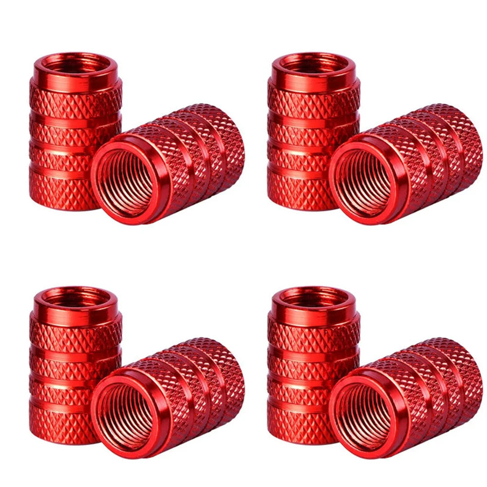 Dsycar 4pcs prata pneu de carro válvula hastes cap knurling estilo pneu tampa da válvula de alumínio haste da roda do pneu tampa da válvula de ar para nós schrader