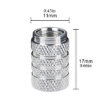 Dsycar 4pcs prata pneu de carro válvula hastes cap knurling estilo pneu tampa da válvula de alumínio haste da roda do pneu tampa da válvula de ar para nós schrader