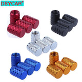Dsycar 4pcs prata pneu de carro válvula hastes cap knurling estilo pneu tampa da válvula de alumínio haste da roda do pneu tampa da válvula de ar para nós schrader
