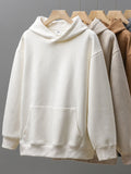 Dukeen-Men's Solid Color Heavyweight Fleece Hoodies, Loose Long Sleeve Clothes, Monochrome, 400G, Autumn, 2023 