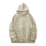 Dukeen-Men's Solid Color Heavyweight Fleece Hoodies, Loose Long Sleeve Clothes, Monochrome, 400G, Autumn, 2023 