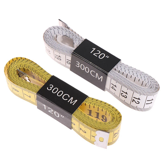 Durable Soft 3 Meter 300CM Sewing Tailor Tape Body Measuring Measure Ruler Sewing PVC Plastic Yellow High Quality 