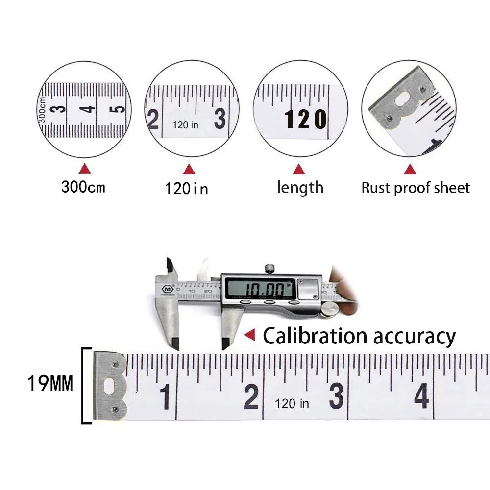 Durable Soft 3 Meter 300CM Sewing Tailor Tape Body Measuring Measure Ruler Sewing PVC Plastic Yellow High Quality 