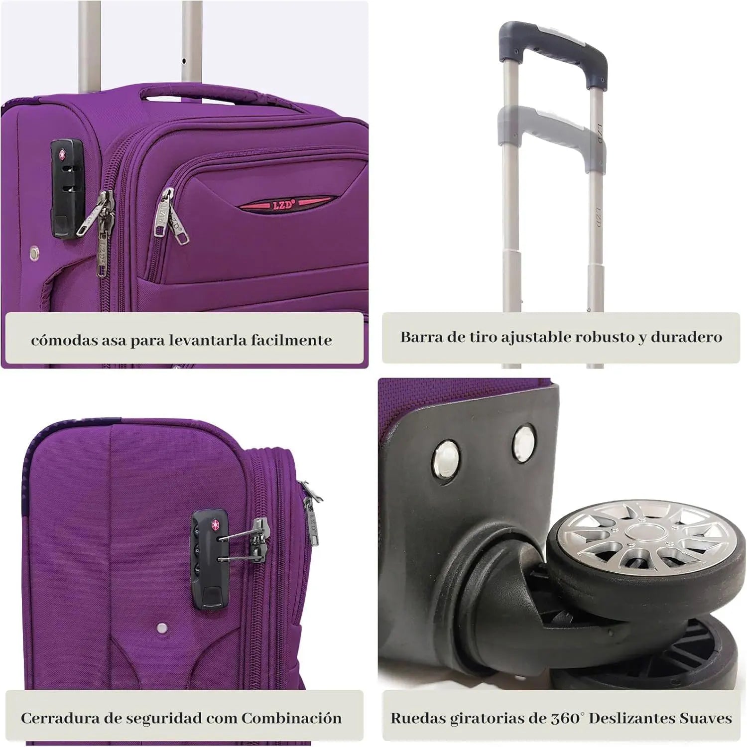 Artree | Set of 4 Trolley Suitcases with 360° Spinner Wheels, made of durable waterproof Oxford fabric, includes 18", 20", 24", and 28" sizes, perfect for organized travel with expandable design and telescopic handle.