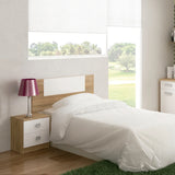 Champion Model Youth Headboard 110cm in Cambria and White, made of high-quality melamine, features metal hardware, comes as a kit for easy transport, perfect for single beds.