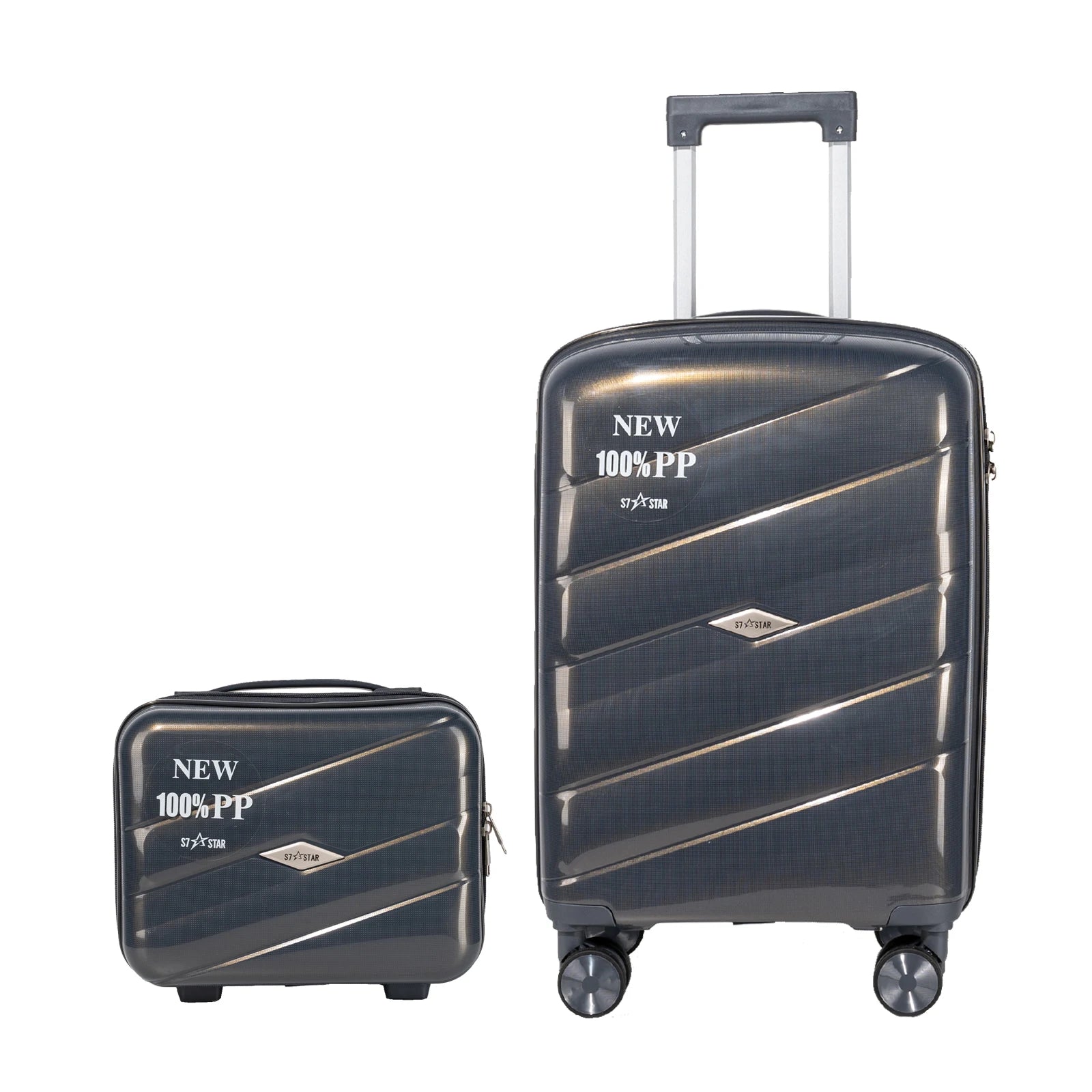S7 STAR 2-Piece Trolley Suitcase Set, Lightweight PC Shell, Silent 360° Spinner Wheels, Telescopic Handle with 3 Heights, Durable and Scratch Resistant for Travel, Cabin and Medium Sizes with Polyester Lining.
