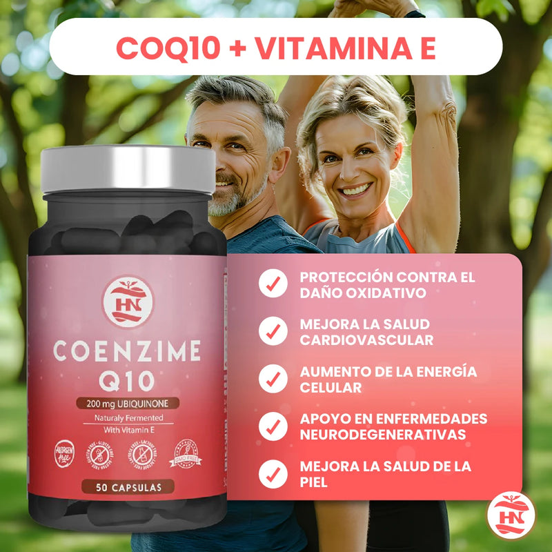 Hn - healthy nutrition coenzyme q10 200mg - (50 caps) improves energy and energy metabolism, q10 coenzyme ubiquinone supports muscle function and increases physical performance, coq10 with vitamin e contributes to the protect