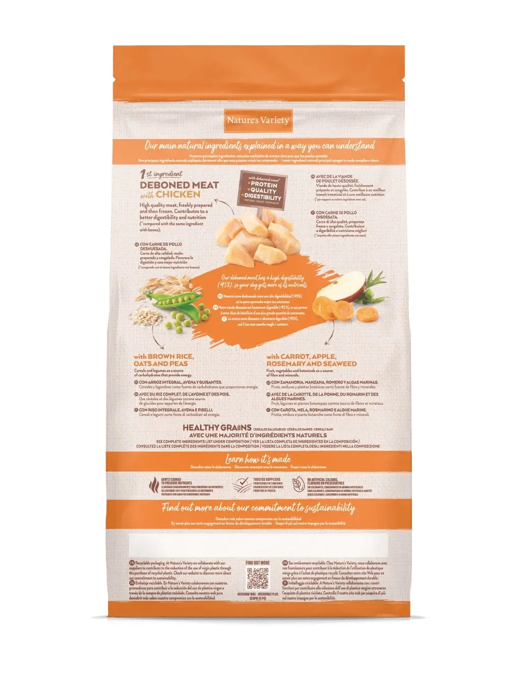 Nature's Variety Healthy Grain Adult Mini Chicken - Complete and balanced dry food for small breed dogs, made with deboned chicken and natural ingredients, supporting balanced nutrition and digestive health.