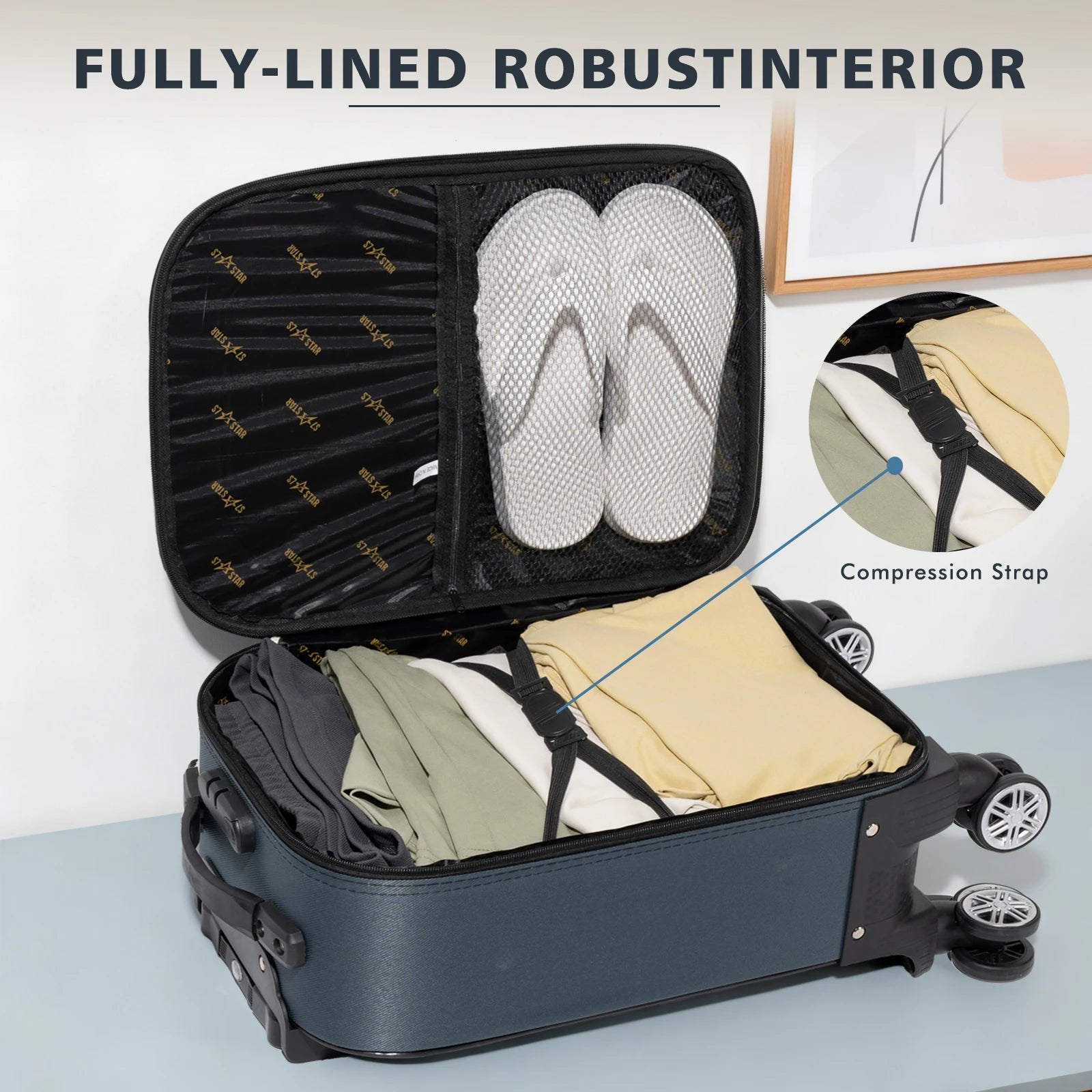 S7 star set of 2 travel suitcases, 18/20 inch, medium and carry-on with a toiletry bag, silent spinner wheels, combination locks, hand luggage, trolleys, large suitcase, carry-on suitcases, various colors available
