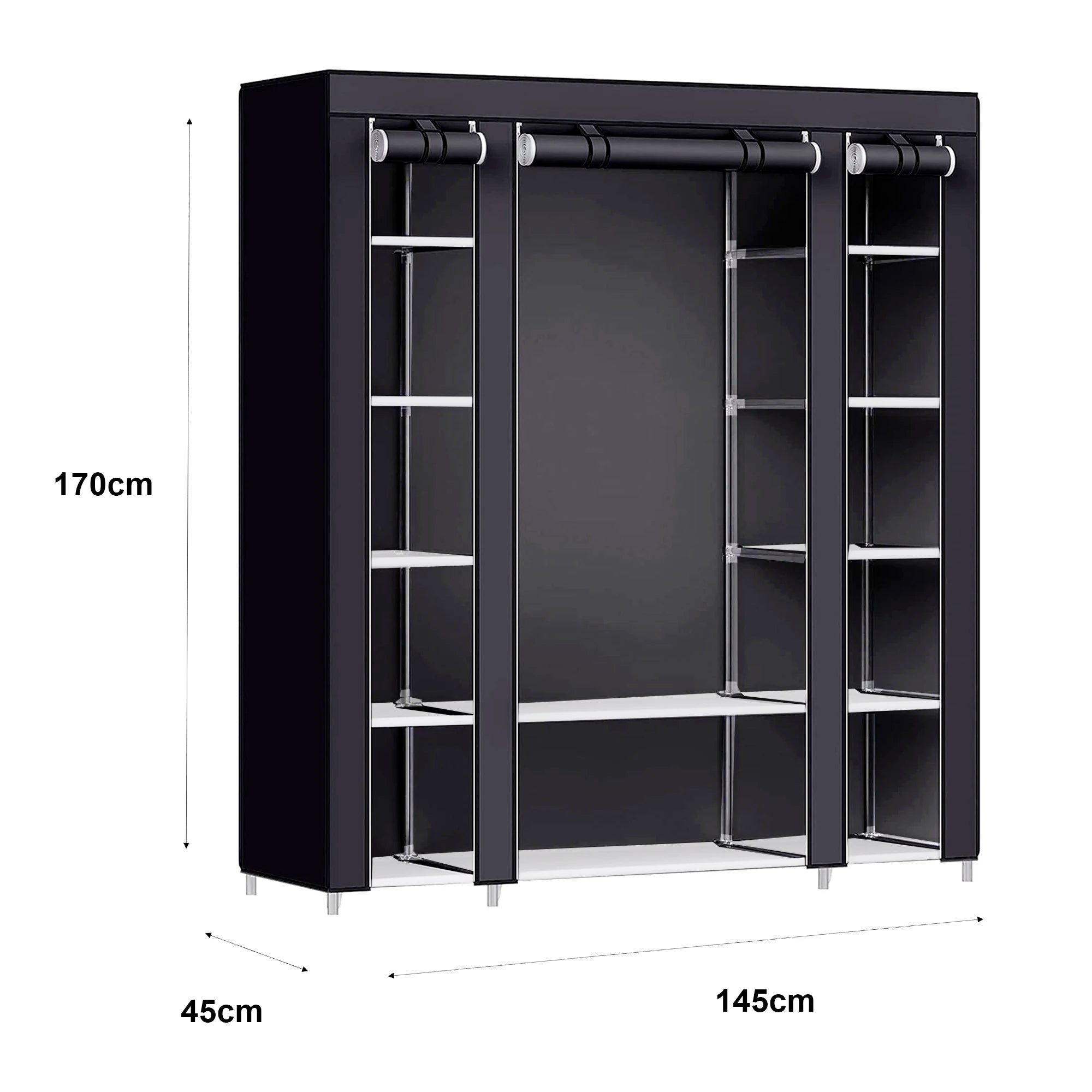 Nyana Home Fabric Dressing Cabinet 170x150x45cm, 3 doors, 11 holes, 1 wardrobe