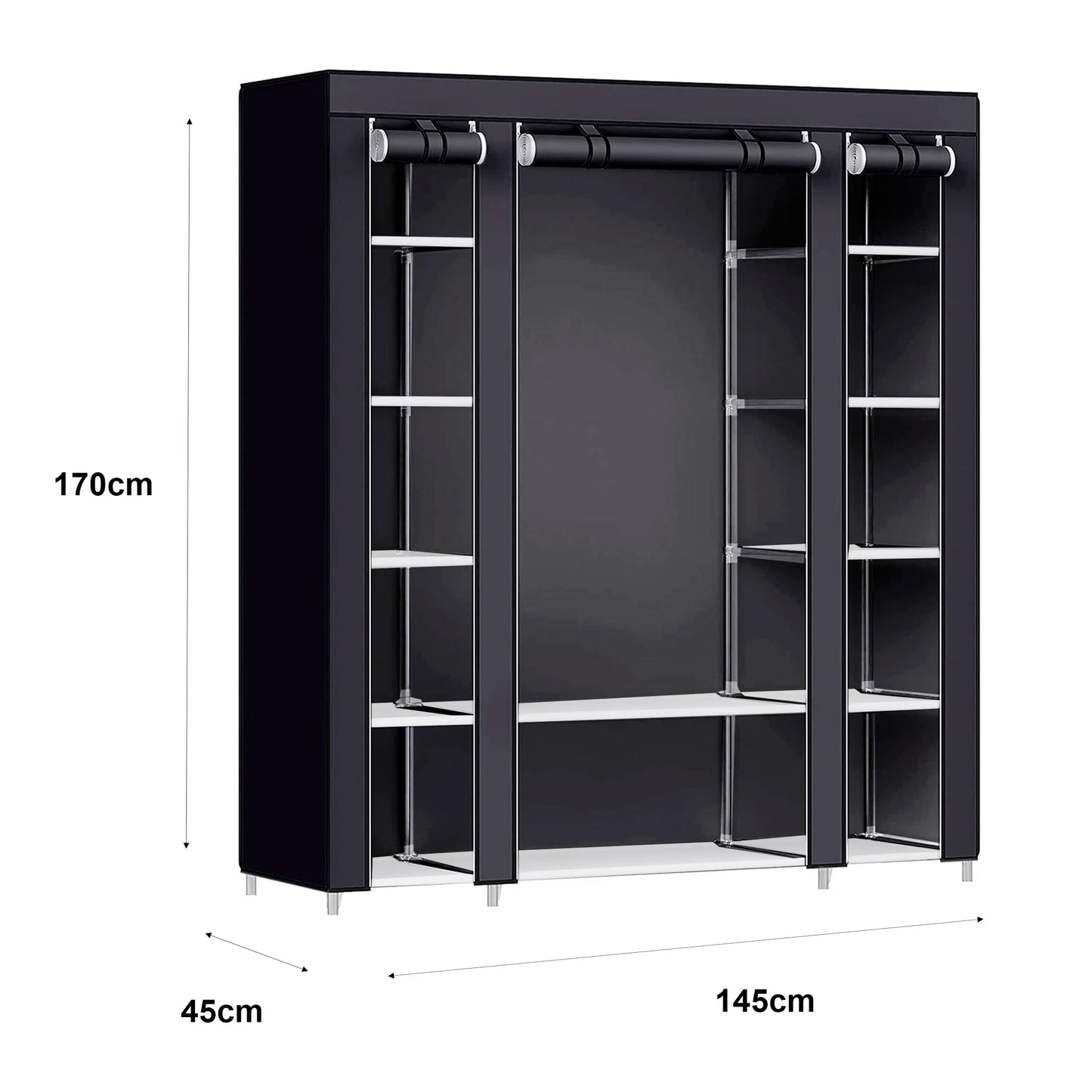Nyana Home Fabric Dressing Cabinet 170x150x45cm, 3 doors, 11 holes, 1 wardrobe