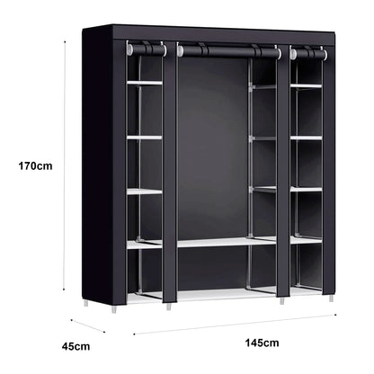 Nyana Home Fabric Dressing Cabinet 170x150x45cm, 3 doors, 11 holes, 1 wardrobe