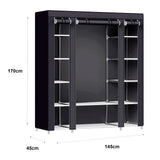 Nyana Home Fabric Dressing Cabinet 170x150x45cm, 3 doors, 11 holes, 1 wardrobe