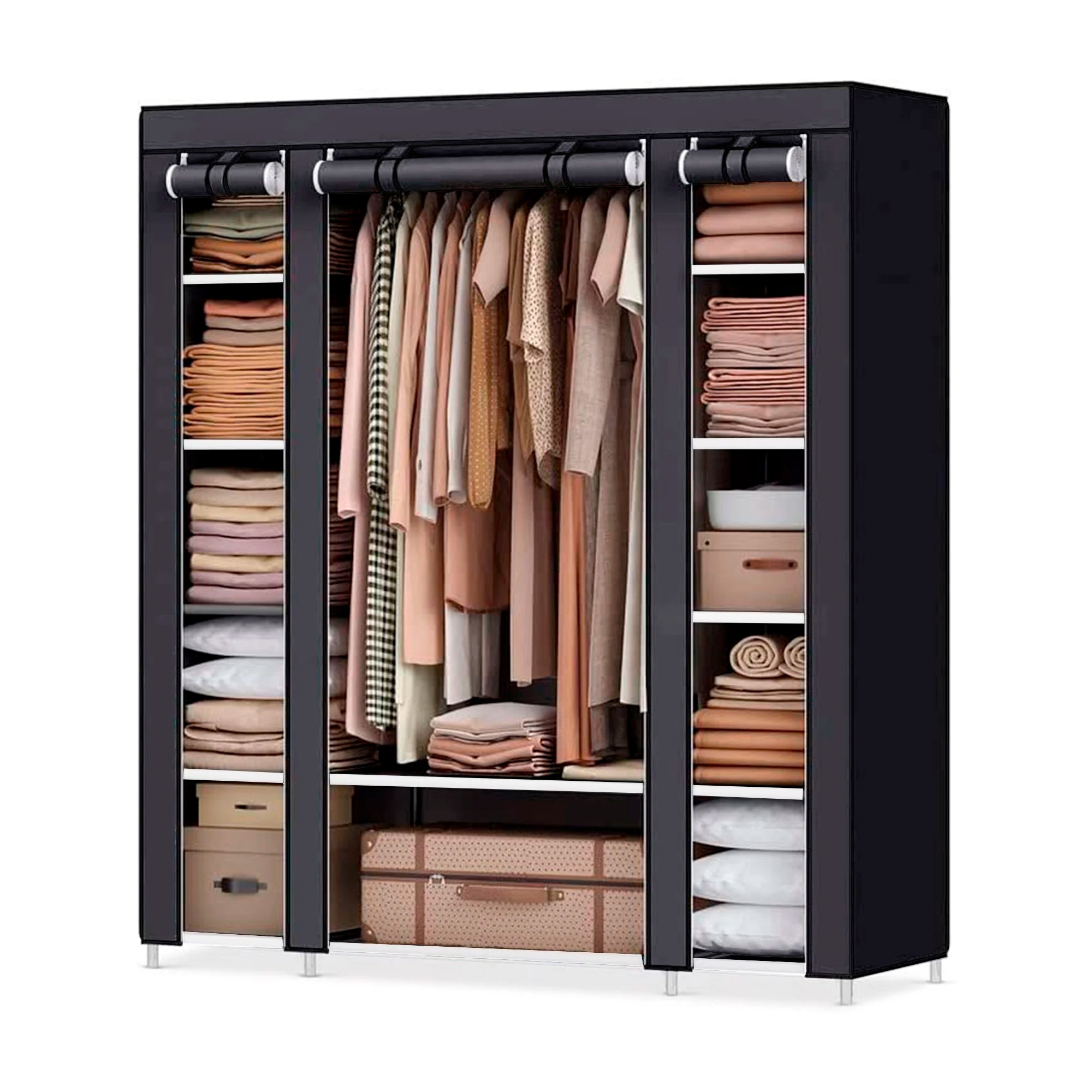 Nyana Home Fabric Dressing Cabinet 170x150x45cm, 3 doors, 11 holes, 1 wardrobe