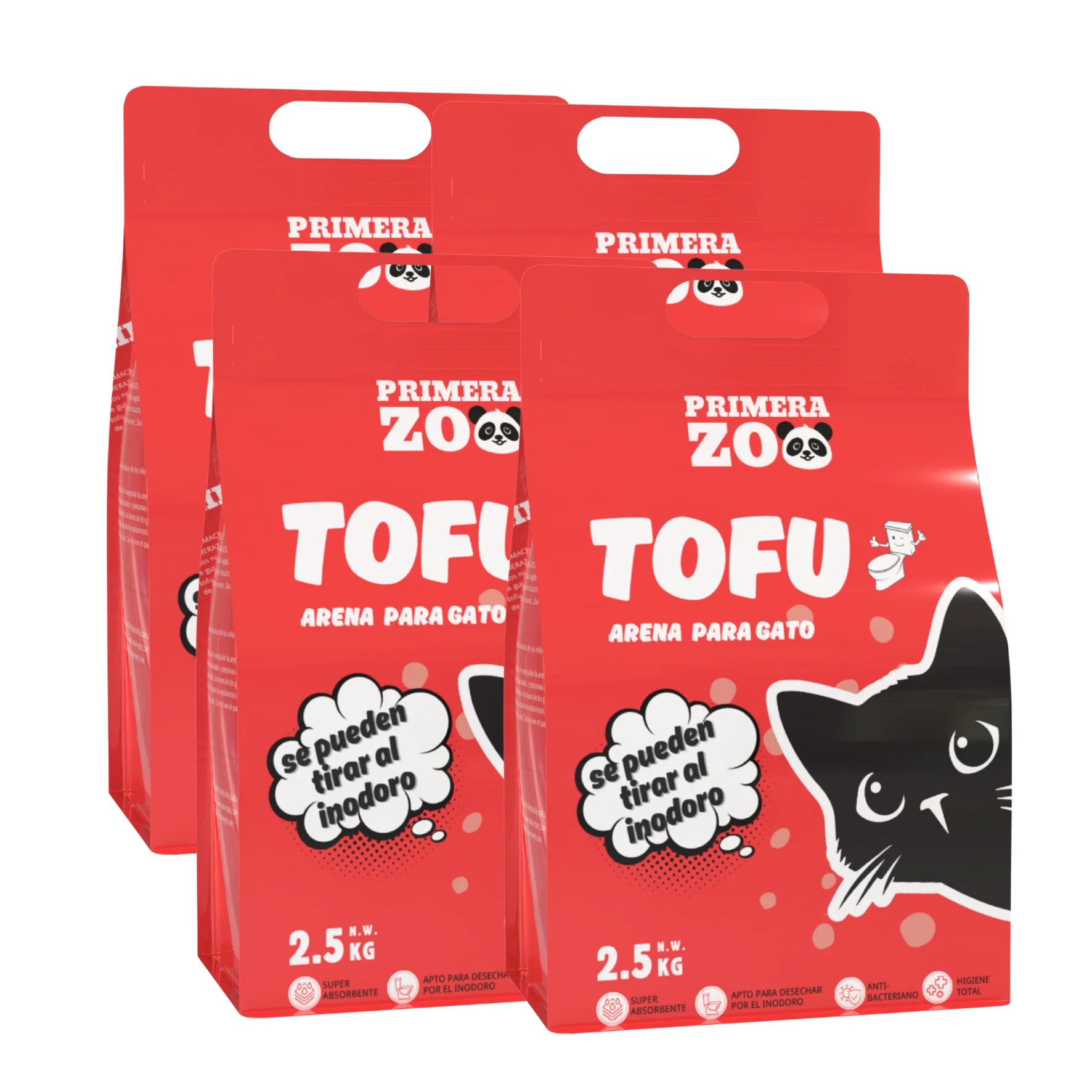 Primerazoo Natural Tofu Cat Litter, Super Odor Control, Flushable and Dust-Free, 100% Biodegradable, for Indoor Use, Red Color with Milk Scent.