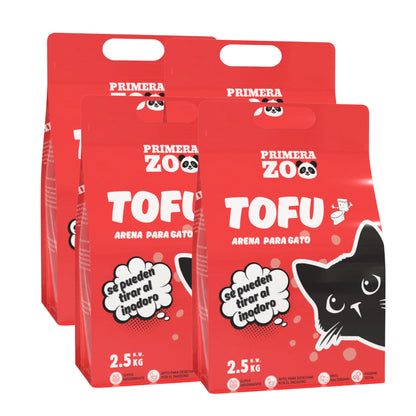 Primerazoo Natural Tofu Cat Litter, Super Odor Control, Flushable and Dust-Free, 100% Biodegradable, for Indoor Use, Red Color with Milk Scent.