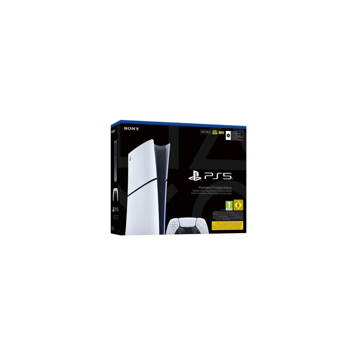 The PlayStation 5 Slim Digital Chassis E 825GB offers a compact design with an 825GB SSD for ultra-fast loading, immersive 4K gaming, and advanced features like ray tracing and 3D audio, perfect for retro game console enthusiasts.