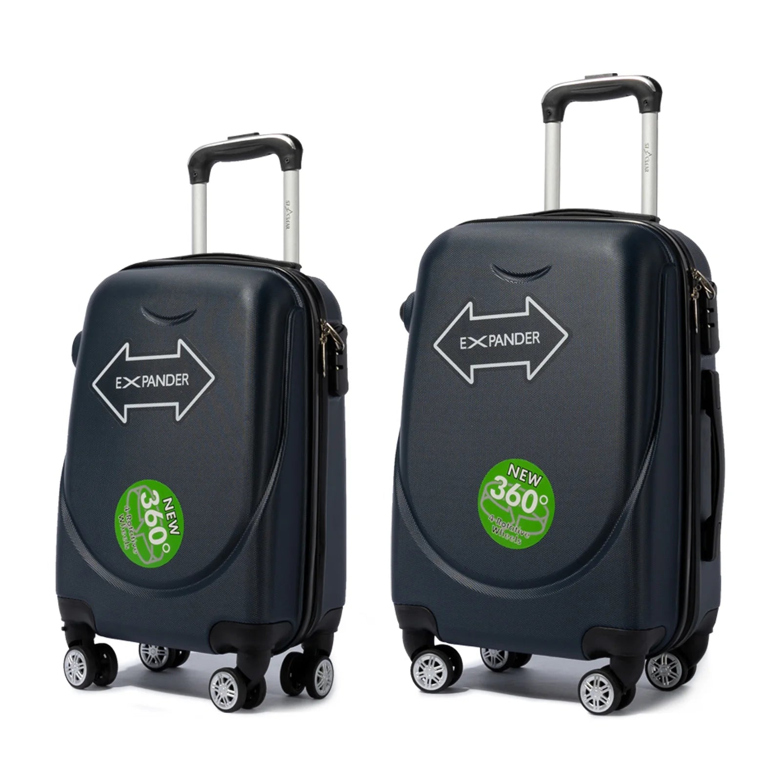 S7 STAR ABS luggage set with 4 pieces of suitcases in sizes 18/20/24/28 inches featuring 360° silent wheels, durable ABS material, and organized interior compartments for business and travel.