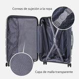 Artree 4-Piece Set of Rigid Travel Suitcases with Security Lock and 360° Double Wheels, featuring durable polypropylene construction, organized interior compartments, and lightweight design, perfect for family trips.