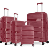 Artree 4-Piece Set of Rigid Travel Suitcases with Security Lock and 360° Double Wheels, featuring durable polypropylene construction, organized interior compartments, and lightweight design, perfect for family trips.