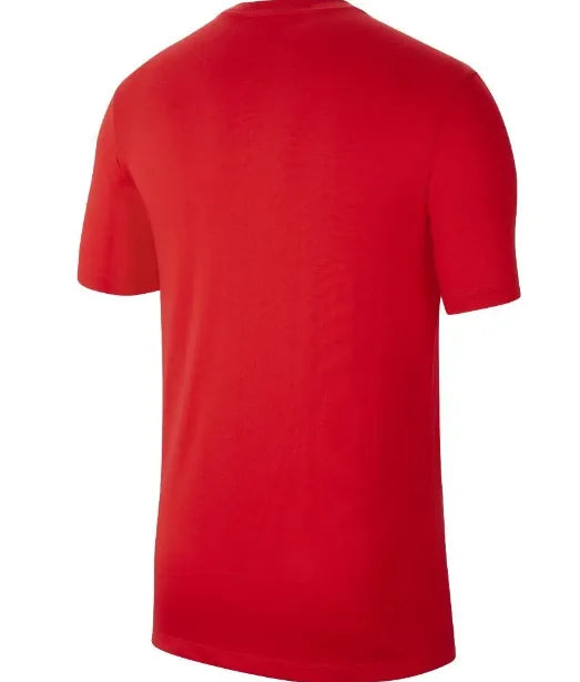 Nike Park Red T-Shirt - Classic Style and Maximum Comfort, made from 57% Cotton and 43% Polyester, featuring a soft, breathable fabric for all-day comfort, ideal for training or casual wear, perfect as a men's sports shirt.