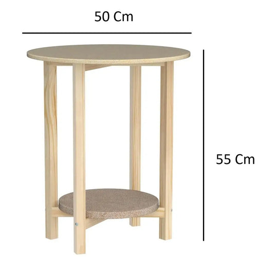 Round Pine Wood Coffee Table - Easy Assembly, 55 or 75 cm Height, Ideal for Living Room, Durable Chipboard Base, Elegant Traditional Design, Perfect Side Table for Versatile Use.