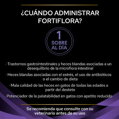 Probiotic fortiflora de purina pro plan for cats - veterinary food for cats (30 sachets 1gr)