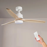 OstarkDom Ceiling Fan with Light 132cm, remote control, silent DC motor with 6 speeds, CCT dimmable LED light, timer function, modern aluminum and wood design, ideal for living rooms and bedrooms.