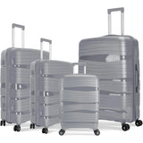 Artree 4-Piece Set of Rigid Travel Suitcases with Security Lock and 360° Double Wheels, featuring durable polypropylene construction, organized interior compartments, and lightweight design, perfect for family trips.