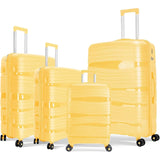 Artree 4-Piece Set of Rigid Travel Suitcases with Security Lock and 360° Double Wheels, featuring durable polypropylene construction, organized interior compartments, and lightweight design, perfect for family trips.