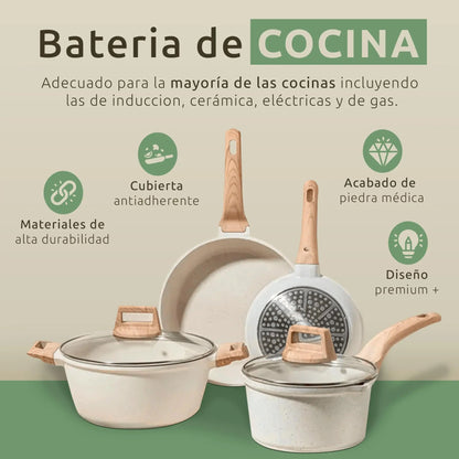 Jupplies non-stick piece kitchen set - non-stick 20 and 24cm pans and kitchen pots of 16 and 20cm - induction cookware with lid - pfoa free
