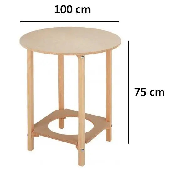 Round Pine Wood Coffee Table - Easy Assembly, 55 or 75 cm Height, Ideal for Living Room, Durable Chipboard Base, Elegant Traditional Design, Perfect Side Table for Versatile Use.