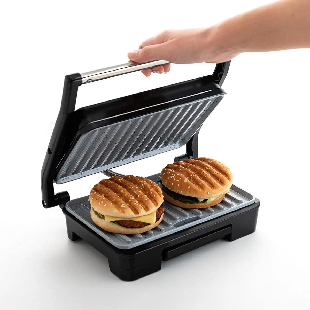 Dcook grill double steel plate 850w, small appliance, electric toaster, electric sandwich maker, electric grill for toast, non-stick, non-slip, cold touch handle, get easy breakfast