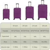 Artree | Set of 4 Trolley Suitcases with 360° Spinner Wheels, made of durable waterproof Oxford fabric, includes 18", 20", 24", and 28" sizes, perfect for organized travel with expandable design and telescopic handle.
