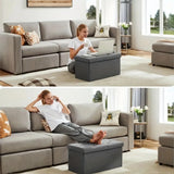 Elegant Linen Puff Storage Ottoman - Durable Footrest Stool for Living Room, Bedroom, or Entryway, Supports up to 300 kg with 89L Storage Space, Foldable and Easy to Assemble, Versatile Cube Bench for Multiple Uses