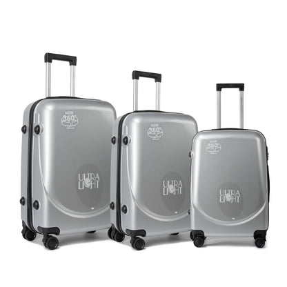S7 STAR ABS luggage set with 4 pieces of suitcases in sizes 18/20/24/28 inches featuring 360° silent wheels, durable ABS material, and organized interior compartments for business and travel.