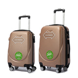 S7 STAR ABS luggage set with 4 pieces of suitcases in sizes 18/20/24/28 inches featuring 360° silent wheels, durable ABS material, and organized interior compartments for business and travel.