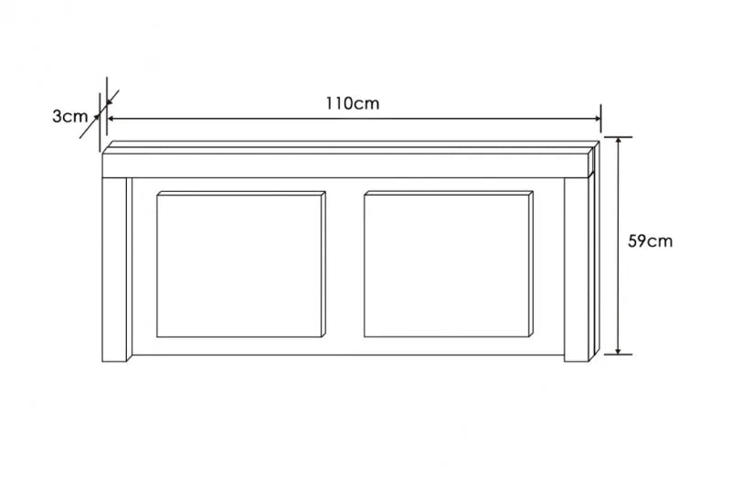 Youth headboard model Lara 110cm in Cambria - Grafito or Blanco, made of quality melamine, with dimensions 110cm width, 3cm depth, and 59cm height, perfect for modern decor.