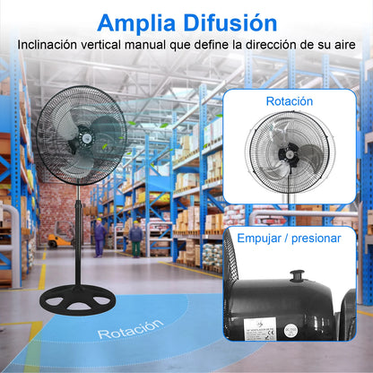 Powerful silent standing fan 80w and 18"" adjustable height 58-90cm and 3 speeds. New with metallic blades |   Artree