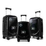 S7 STAR ABS luggage set with 4 pieces of suitcases in sizes 18/20/24/28 inches featuring 360° silent wheels, durable ABS material, and organized interior compartments for business and travel.