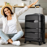 Artree 4-Piece Set of Rigid Travel Suitcases with Security Lock and 360° Double Wheels, featuring durable polypropylene construction, organized interior compartments, and lightweight design, perfect for family trips.
