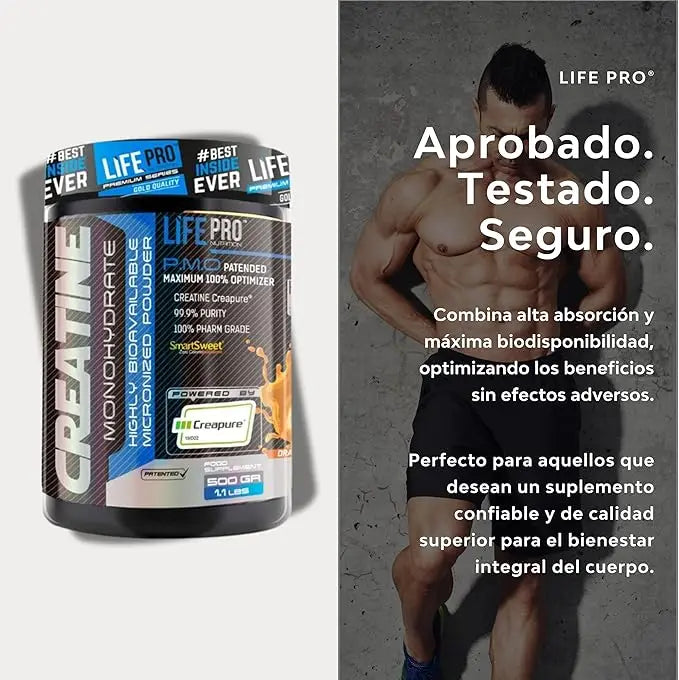 Creatine monohydrate creapure 500g life pro fit food – pure and micronized for strength and performance